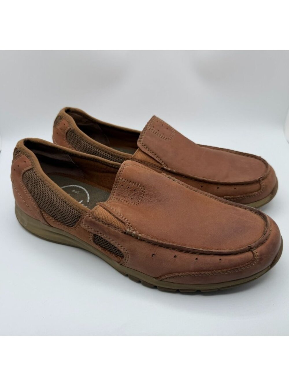 Clarks Ramada Spanish Loafers Men Size 9.5M Brown Leather Casual Slip-on Shoes